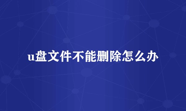 u盘文件不能删除怎么办