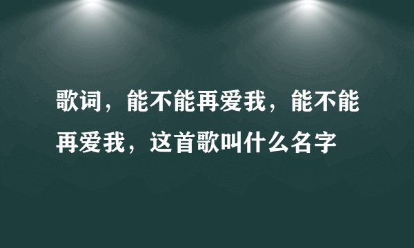 歌词，能不能再爱我，能不能再爱我，这首歌叫什么名字