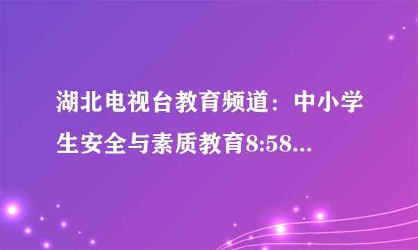湖北电视台教育频道：中小学生安全与素质教育8:58的节目，12月15日，观后感
