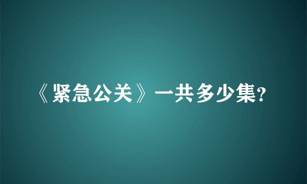 《紧急公关》一共多少集？