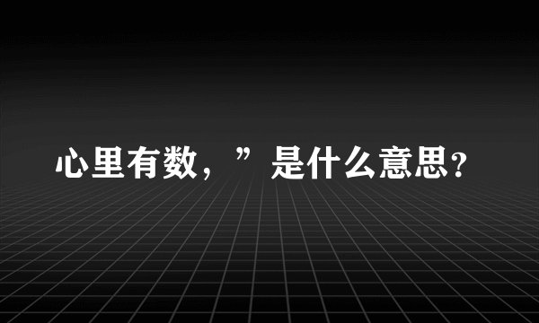 心里有数，”是什么意思？
