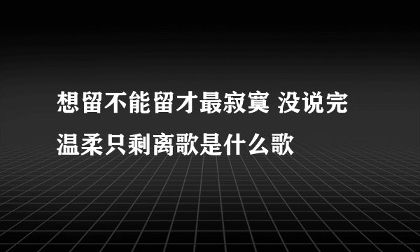 想留不能留才最寂寞 没说完温柔只剩离歌是什么歌