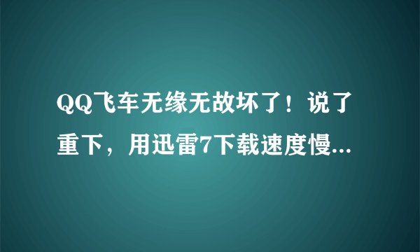 QQ飞车无缘无故坏了！说了重下，用迅雷7下载速度慢得要命啊！最高就130，有时候干脆变0kb了！