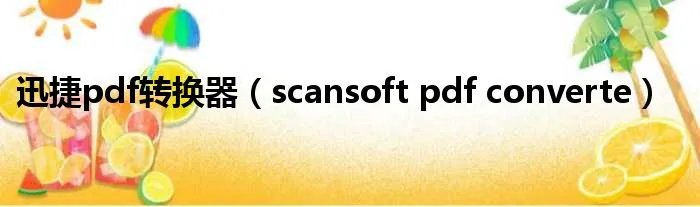 迅捷pdf转换器（scansoft pdf converte）