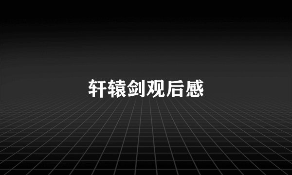 轩辕剑观后感