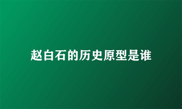 赵白石的历史原型是谁