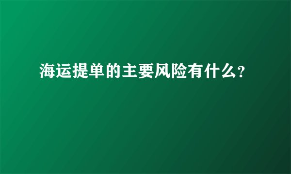 海运提单的主要风险有什么？