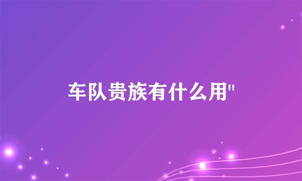 车队贵族有什么用