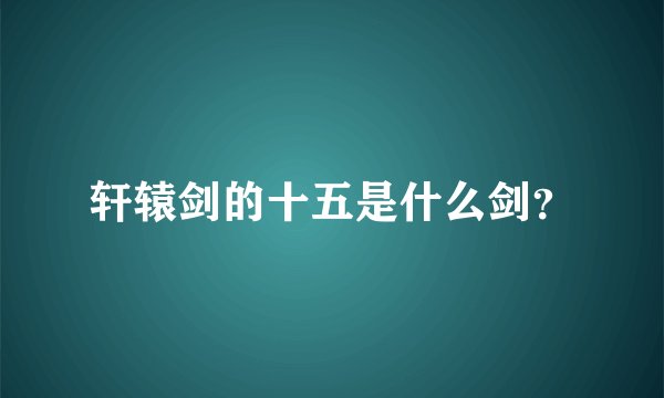 轩辕剑的十五是什么剑？