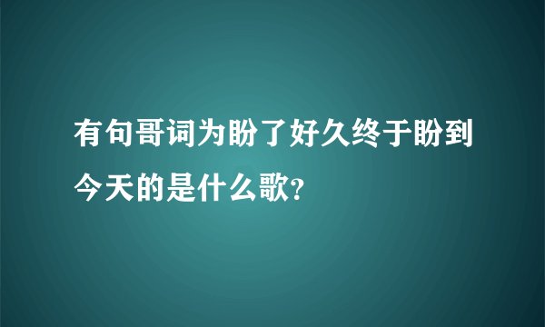 有句哥词为盼了好久终于盼到今天的是什么歌？