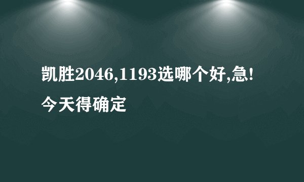 凯胜2046,1193选哪个好,急!今天得确定