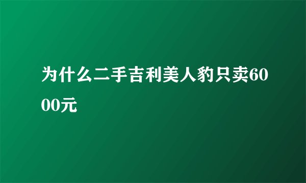 为什么二手吉利美人豹只卖6000元
