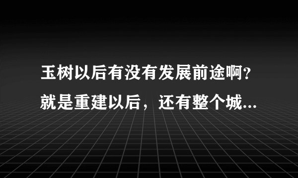 玉树以后有没有发展前途啊？就是重建以后，还有整个城市面貌怎么样？