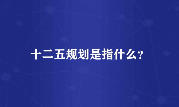 十二五规划是指什么？