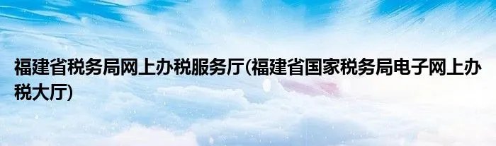 福建省税务局网上办税服务厅(福建省国家税务局电子网上办税大厅)