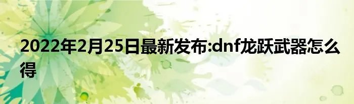 2022年2月25日最新发布:dnf龙跃武器怎么得