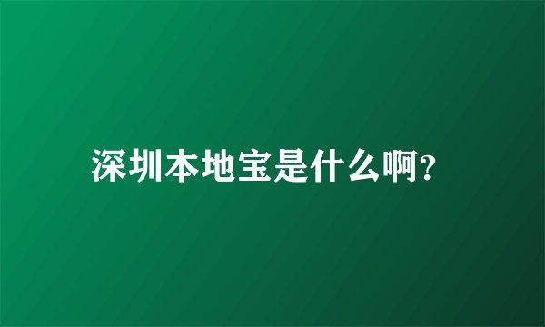 深圳本地宝是什么啊？