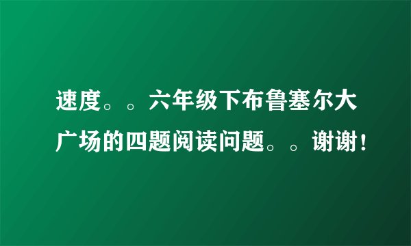 速度。。六年级下布鲁塞尔大广场的四题阅读问题。。谢谢！