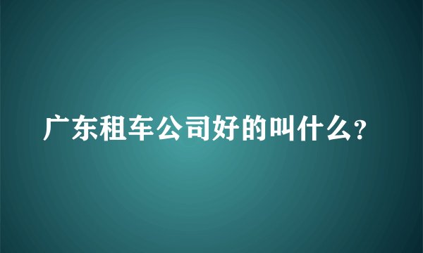 广东租车公司好的叫什么？