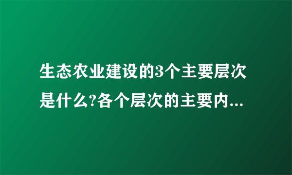 生态农业建设的3个主要层次是什么?各个层次的主要内容是什么?这3个层次与农业生态系统的3个调控层次有关系吗?
