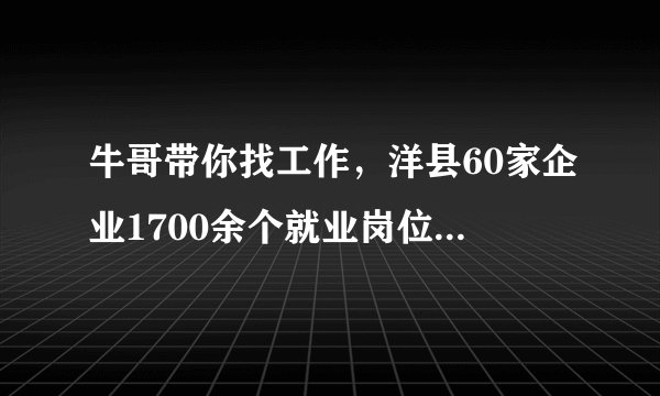 牛哥带你找工作，洋县60家企业1700余个就业岗位任你选！