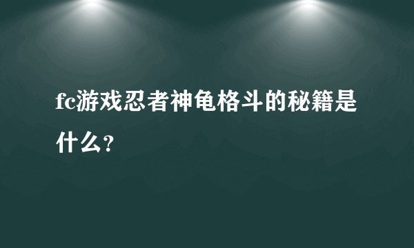 fc游戏忍者神龟格斗的秘籍是什么？