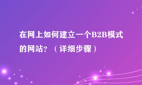 在网上如何建立一个B2B模式的网站？（详细步骤）