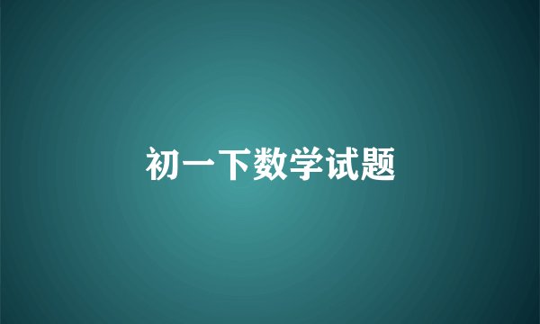 初一下数学试题