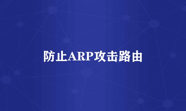 防止ARP攻击路由