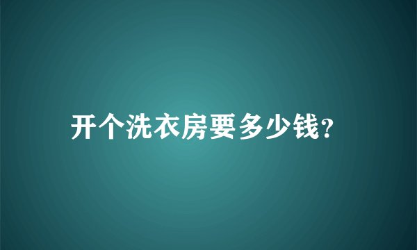 开个洗衣房要多少钱？