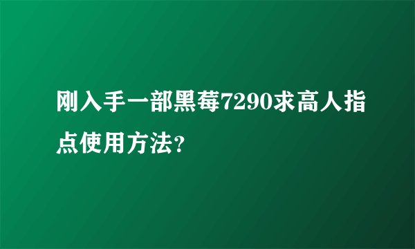 刚入手一部黑莓7290求高人指点使用方法？