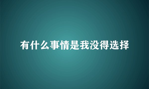 有什么事情是我没得选择
