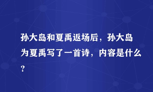 孙大岛和夏禹返场后，孙大岛为夏禹写了一首诗，内容是什么？