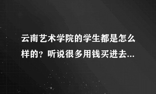 云南艺术学院的学生都是怎么样的？听说很多用钱买进去的,风气也不好……，希望得到详细真实客观的解答。