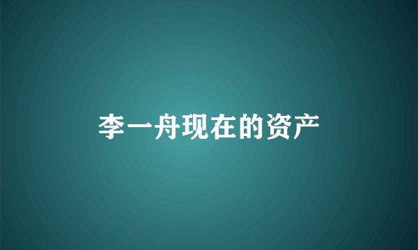 李一舟现在的资产