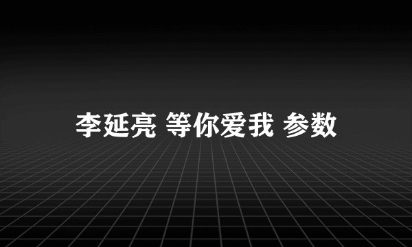 李延亮 等你爱我 参数