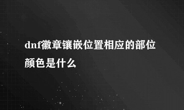 dnf徽章镶嵌位置相应的部位颜色是什么