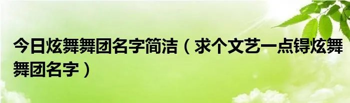 今日炫舞舞团名字简洁（求个文艺一点锝炫舞舞团名字）
