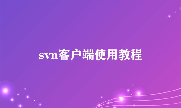 svn客户端使用教程