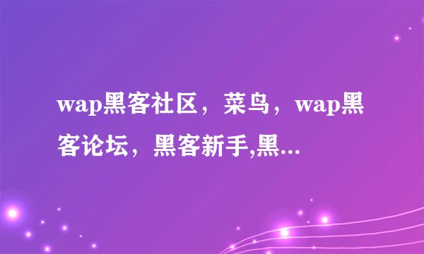 wap黑客社区，菜鸟，wap黑客论坛，黑客新手,黑客新手，破解资源