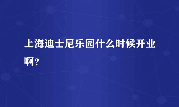 上海迪士尼乐园什么时候开业啊？