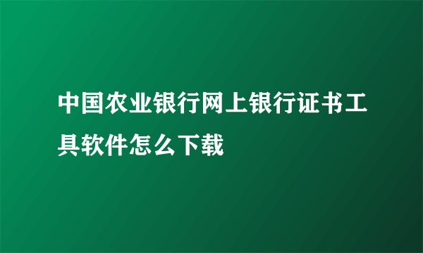 中国农业银行网上银行证书工具软件怎么下载