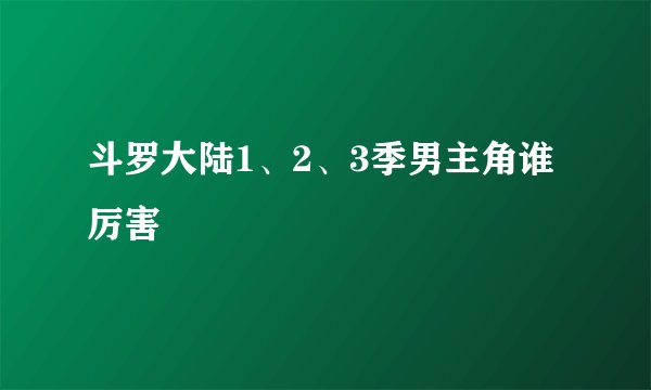 斗罗大陆1、2、3季男主角谁厉害