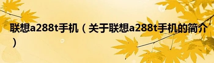 联想a288t手机（关于联想a288t手机的简介）