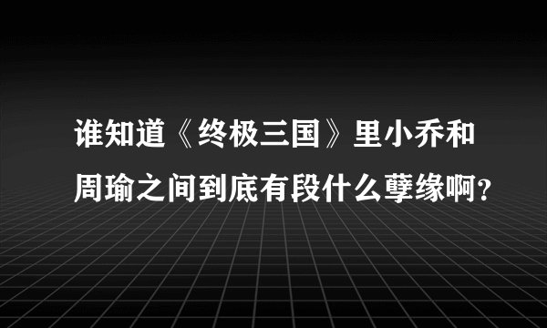 谁知道《终极三国》里小乔和周瑜之间到底有段什么孽缘啊？