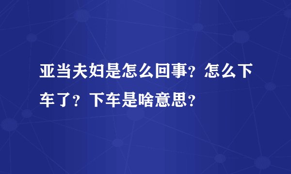 亚当夫妇是怎么回事？怎么下车了？下车是啥意思？