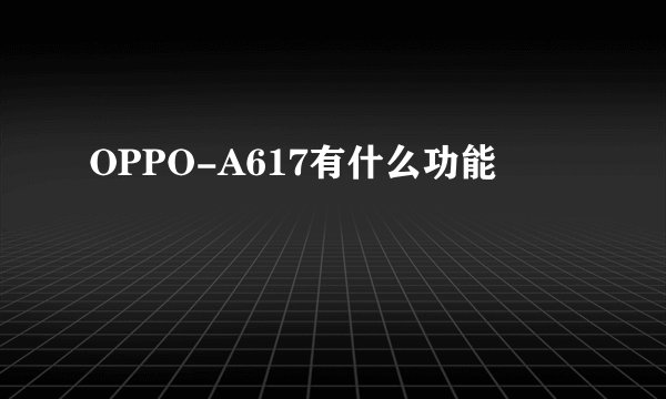 OPPO-A617有什么功能