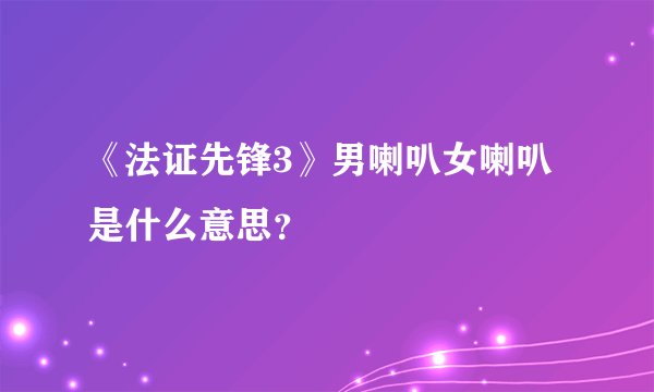 《法证先锋3》男喇叭女喇叭是什么意思？