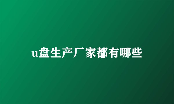 u盘生产厂家都有哪些