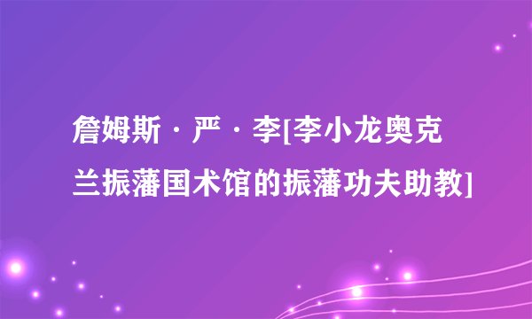詹姆斯·严·李[李小龙奥克兰振藩国术馆的振藩功夫助教]